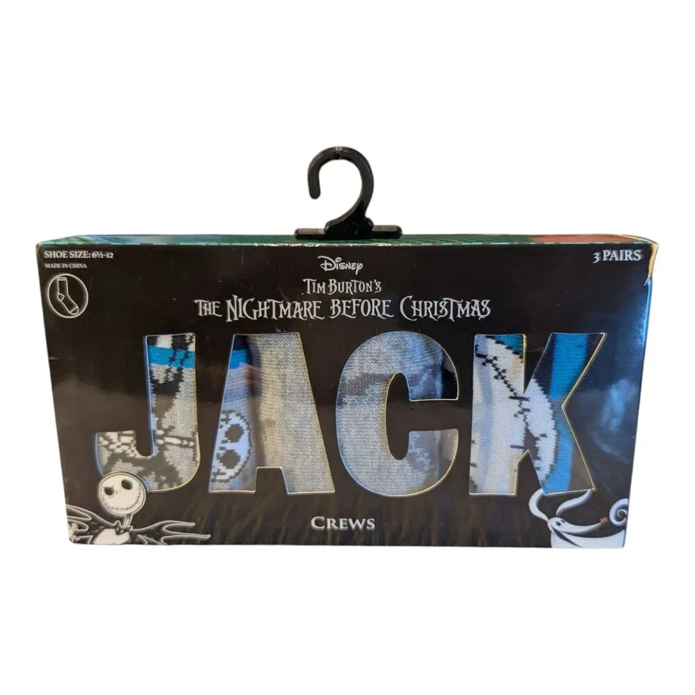 Nightmare Before Christmas 3 pairs Crew Sock Gift Set Unisex Size 6.5 - 12